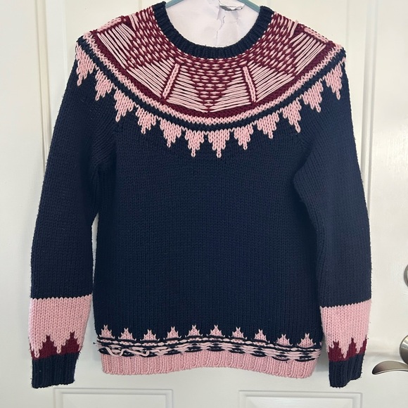 J. Crew Sweaters - J. Crew Women’s Navy and Pink 100% Wool Ski Sweater Size Small